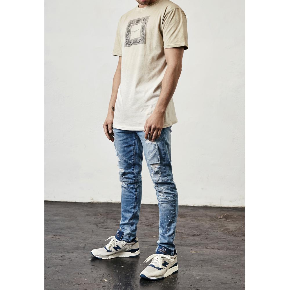 Cayler & Sons - Paneled Distressed Denim Broek rechte pijpen - Blauw/Wit